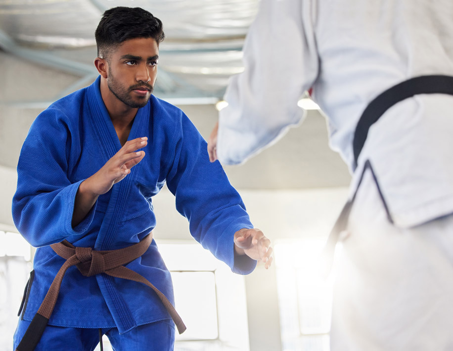 judo students training